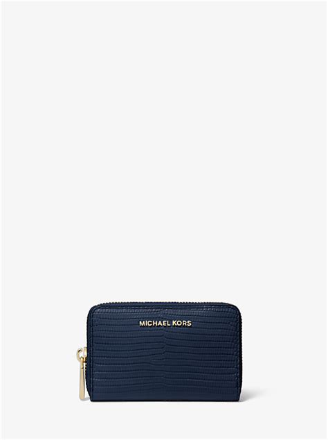 michael kors small lizard embossed leather wallet